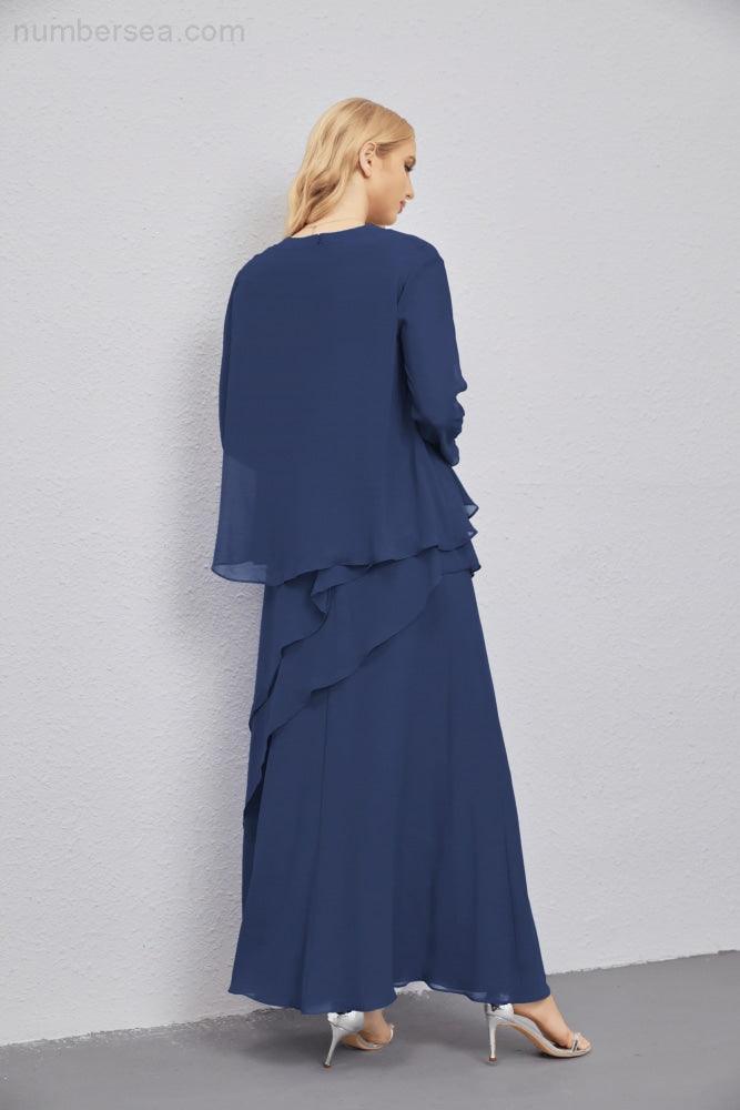 Abito da Sposa Madre con Cardigan Leggero Aperto Davanti Abito da Cerimonia Elegante 28081