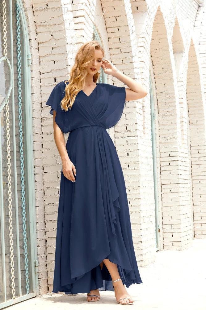 Mother of The Bride Dresses Plus Size V-Neck Floor Length Formal Prom Dress for Wedding Guest 28020