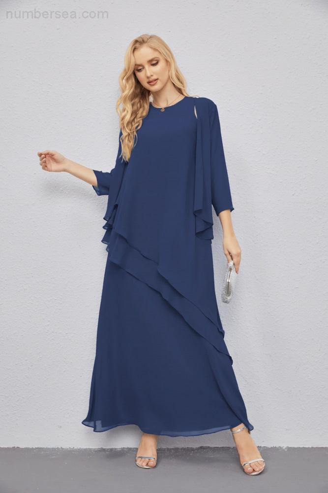 Abito da Sposa Madre con Cardigan Leggero Aperto Davanti Abito da Cerimonia Elegante 28081