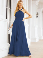 Crisscross Halter Bridesmaid Dresses for Party Wedding Evening Prom Maxi Ball Gowns 28053