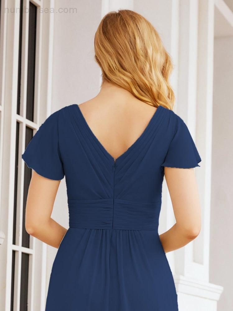 Vestidos de Baile Formais Numbersea para Mãe da Noiva com Mangas de Renda Vestido de Dama de Honra 28047