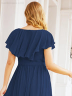 Bridesmaid Dresses with Flutter Sleeves Formal Evening Party Prom Gowns 28044