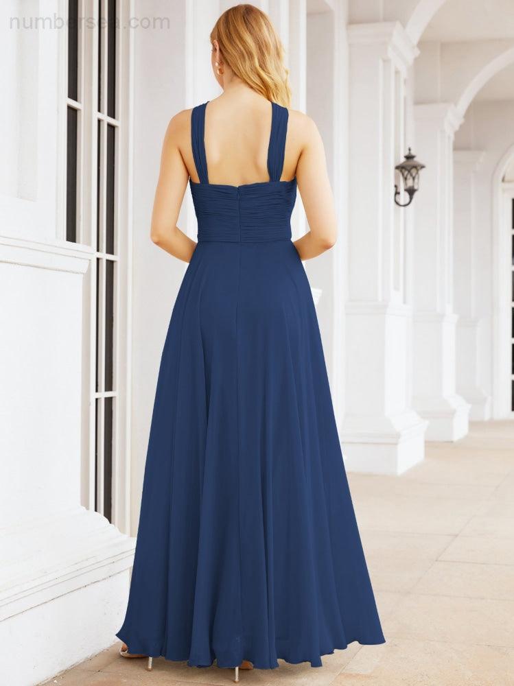 Crisscross Halter Bridesmaid Dresses for Party Wedding Evening Prom Maxi Ball Gowns 28053