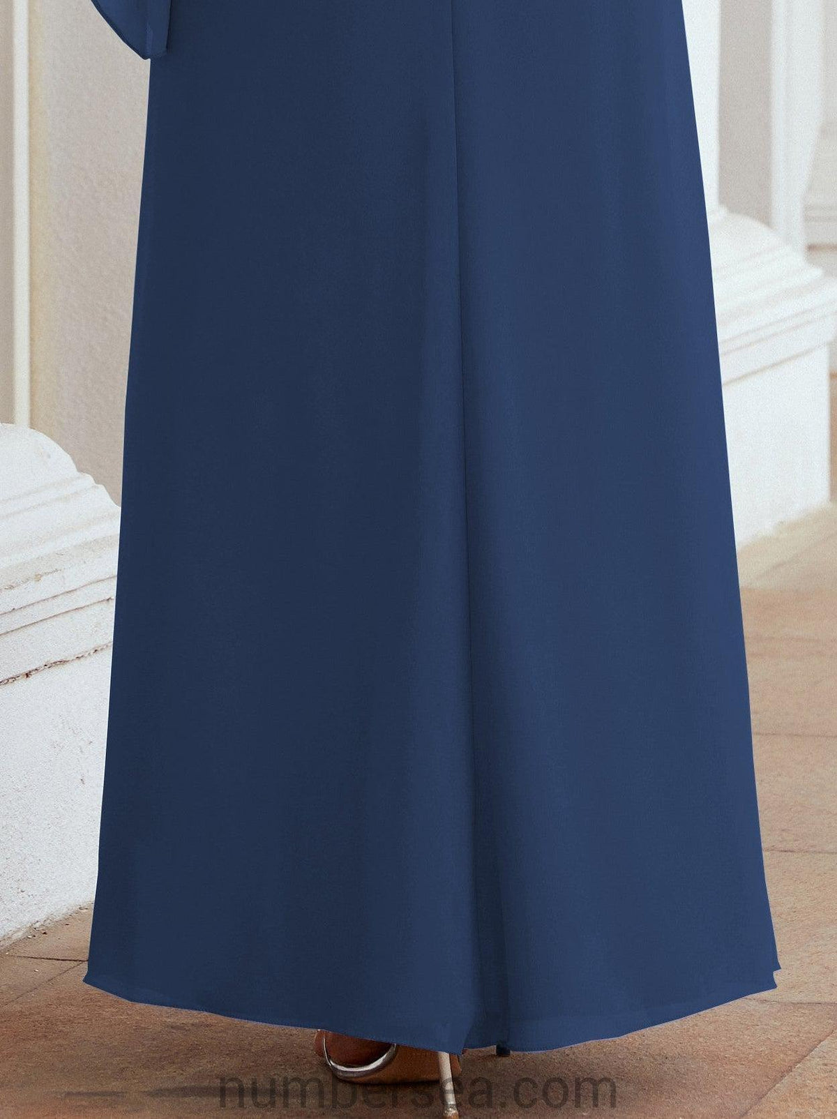 Numbersea Festliches Abendkleid Lang Mutter der Braut Kleid mit Rüschencape 28026