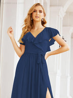 Bridesmaid Dresses with Flutter Sleeves Formal Evening Party Prom Gowns 28044