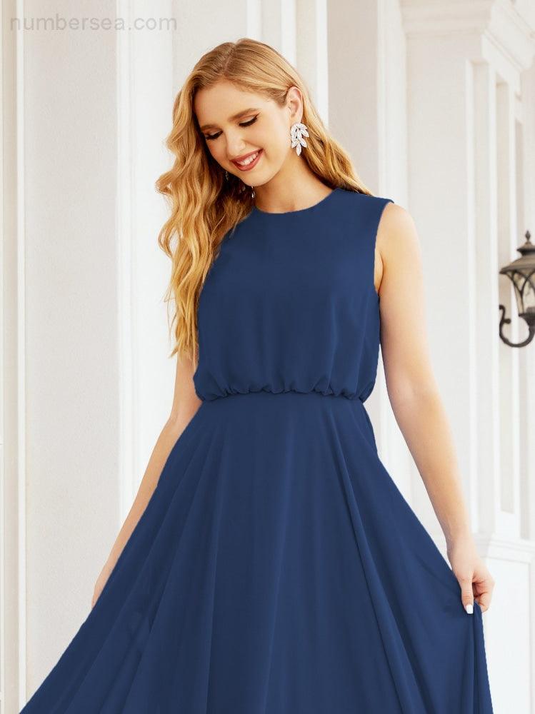 Sleeveless Long Bridesmaid Dress A line Formal Evening Prom Gown 28025