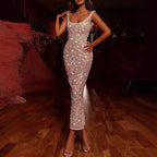 Vestido de baile com saia lápis sem mangas e decote quadrado