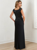 Square Neck Floor Length Sheath Mother of the Bride Gowns