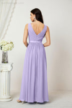 Abiti lunghi da damigella in chiffon da donna, linea a, senza maniche, abito formale da ballo per serata, abiti per festa di ritorno a casa 2808