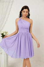 Women Chiffon Short One Shoulder Bridesmaid Dress Formal Dresses for Party Homecoming  2804