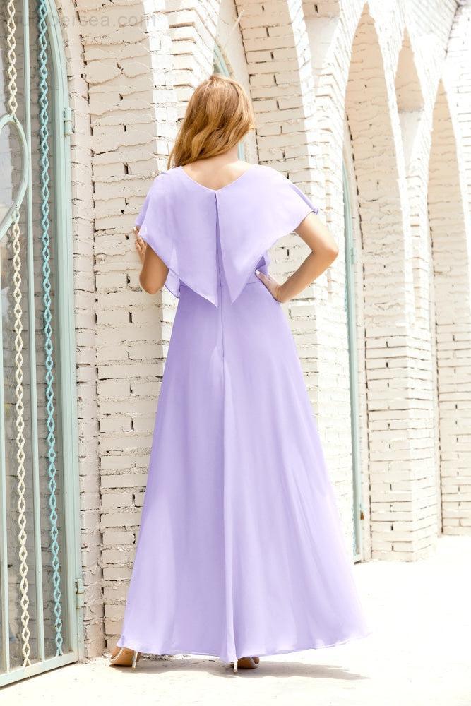 Mother of The Bride Dresses Plus Size V-Neck Floor Length Formal Prom Dress for Wedding Guest 28020