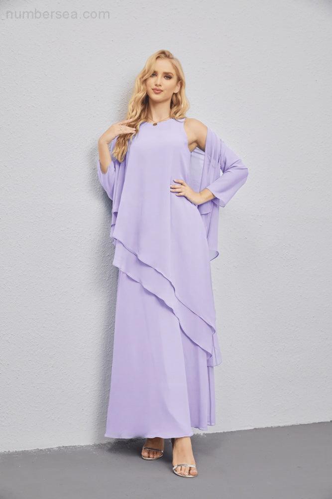 Abito da Sposa Madre con Cardigan Leggero Aperto Davanti Abito da Cerimonia Elegante 28081