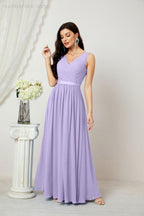 Abiti lunghi da damigella in chiffon da donna, linea a, senza maniche, abito formale da ballo per serata, abiti per festa di ritorno a casa 2808