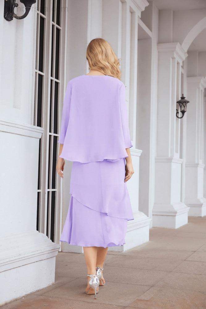 Vestido de fiesta formal de dos piezas en línea A para madre de la novia Numbersea 28072