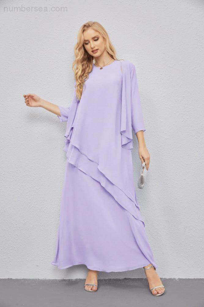 Abito da Sposa Madre con Cardigan Leggero Aperto Davanti Abito da Cerimonia Elegante 28081