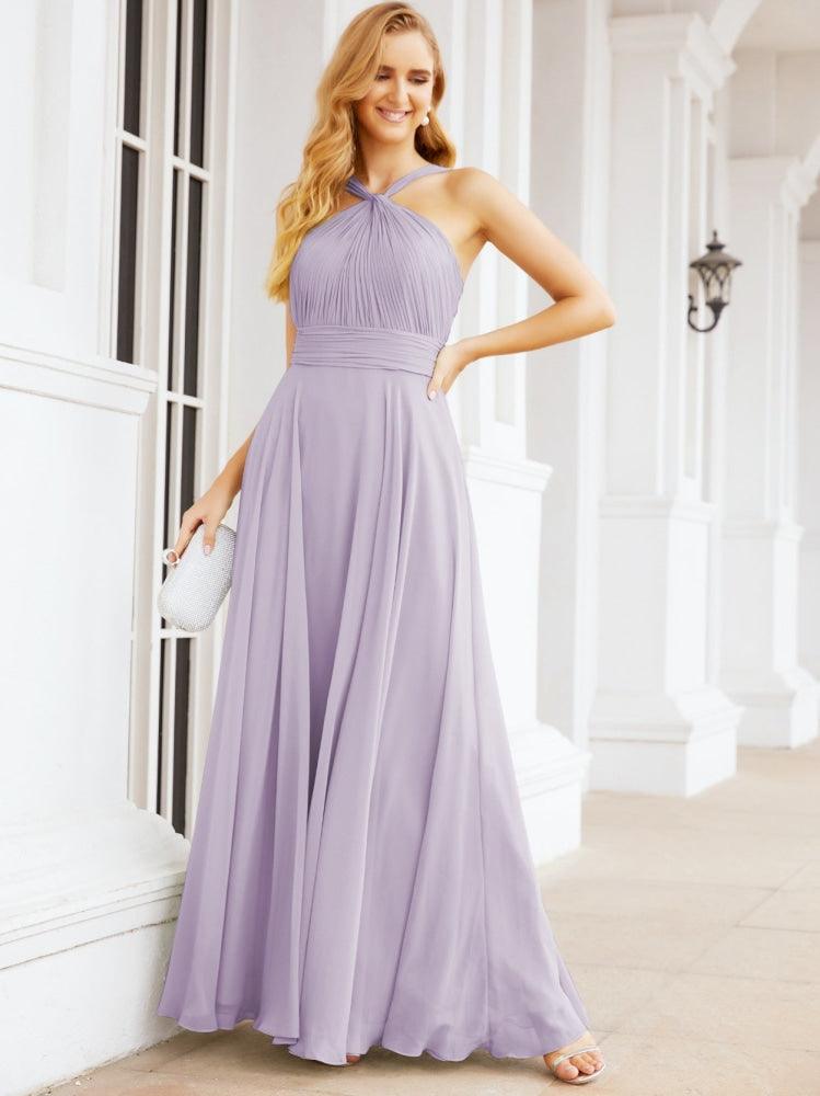 Crisscross Halter Bridesmaid Dresses for Party Wedding Evening Prom Maxi Ball Gowns 28053