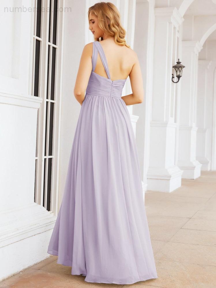 One Shoulder Bridesmaid Dresses Long Maxi Formal Evening Party Prom Gowns 28061
