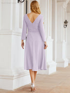 Bridesmaid Dress V-Back Waist Belt Mother of the Bride Wedding Guest SY28031