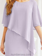Numbersea Festliches Abendkleid Lang Mutter der Braut Kleid mit Rüschencape 28026