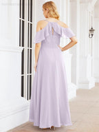 Cold Shoulder Long Bridesmaid Dresses Side Slit Formal Prom Gowns Party Wedding 28070