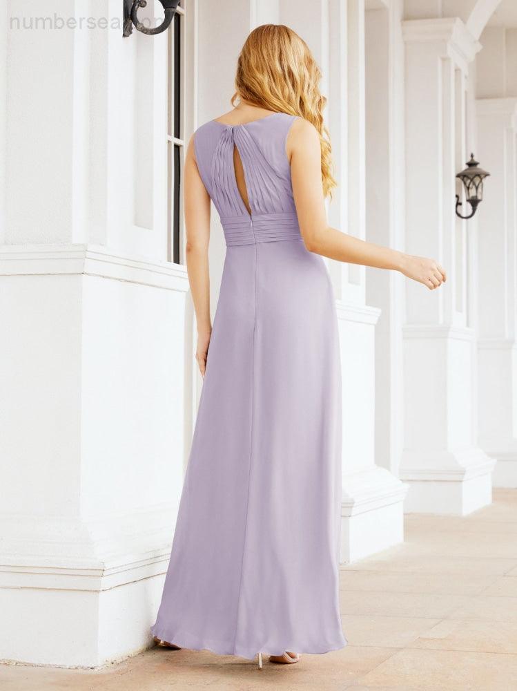Formelles Ballkleid Elegantes ärmelloses Brautjungfernkleid mit V-Ausschnitt für Hochzeitsfeier 28037