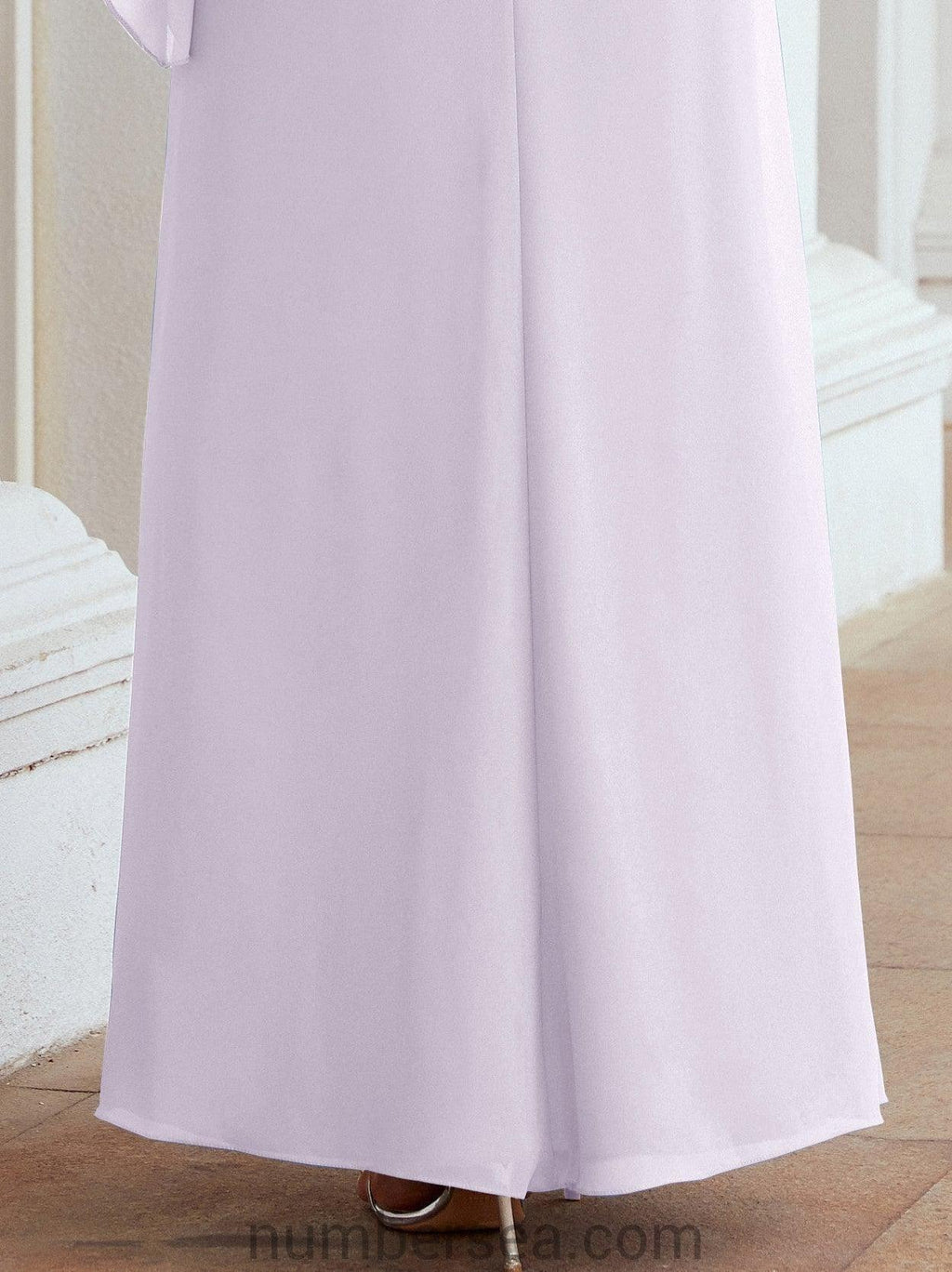 Numbersea Festliches Abendkleid Lang Mutter der Braut Kleid mit Rüschencape 28026