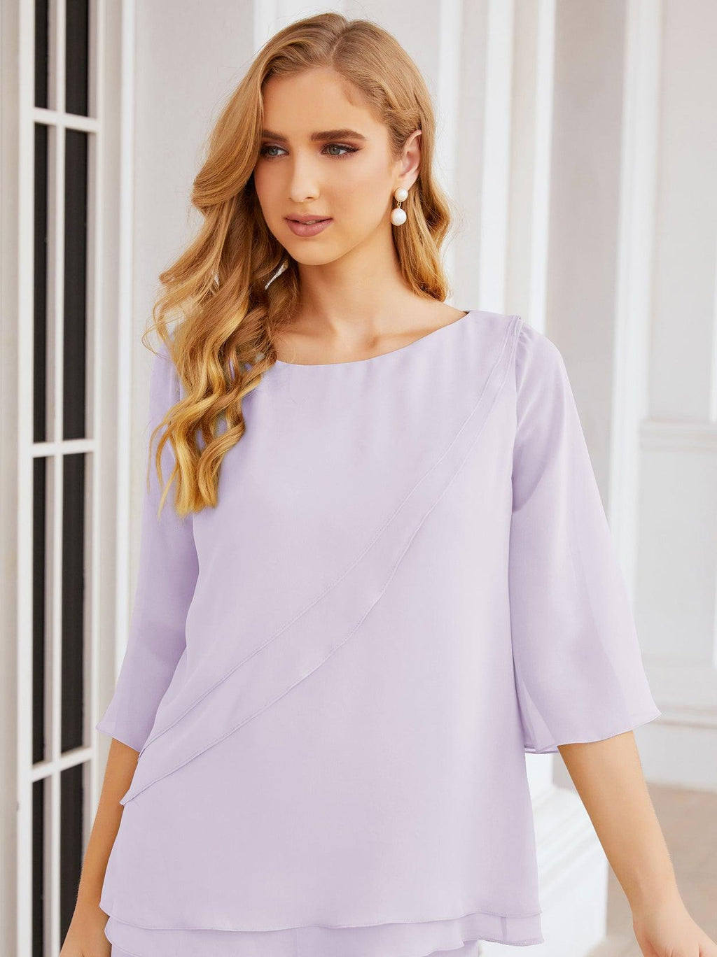 Numbersea Elegantes 2-teiliges Kleid für die Brautmutter Große Größen Hosenanzug mit Rüschenschichten Silberner Hausmantel 28064