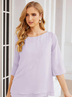 Numbersea Elegantes 2-teiliges Kleid für die Brautmutter Große Größen Hosenanzug mit Rüschenschichten Silberner Hausmantel 28064
