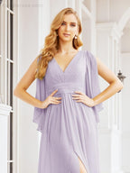 Bridesmaid Dresses with Split for Wedding Party Flutter Sleeves 28045