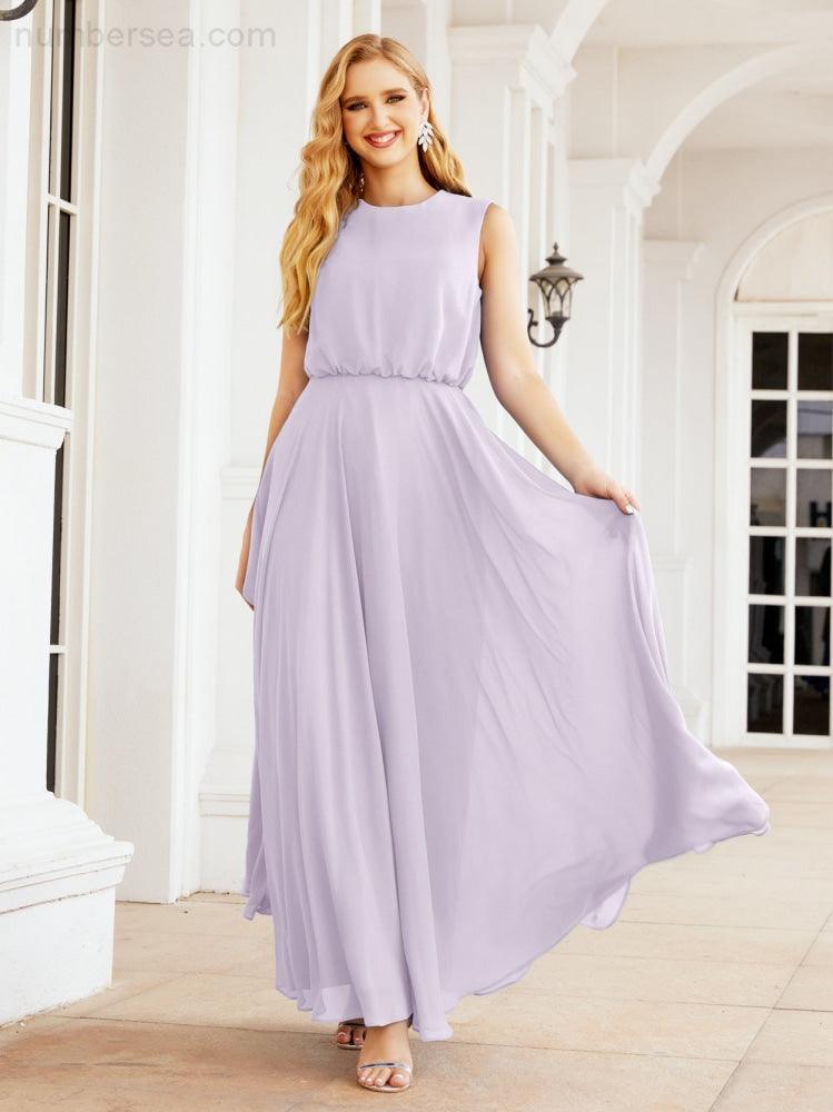 Sleeveless Long Bridesmaid Dress A line Formal Evening Prom Gown 28025