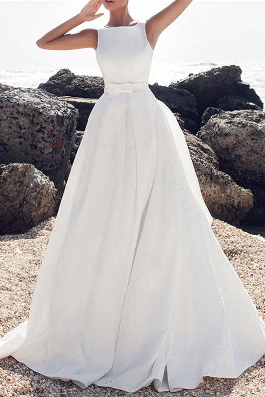 White Sleeveless Wedding Dress With Timeless Elegance And Modern Sophistication