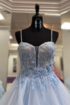 Trägerlagen Blumen A-Linie Langes Ballkleid