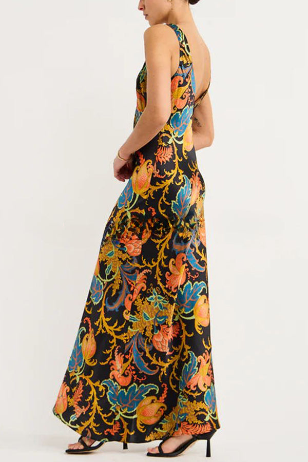 Vestido Maxi de Seda Exclusivo com Estampa Botânica Forever Mine