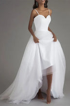 Elegant Tulle Spaghetti Straps Sleeveless Wedding Dress