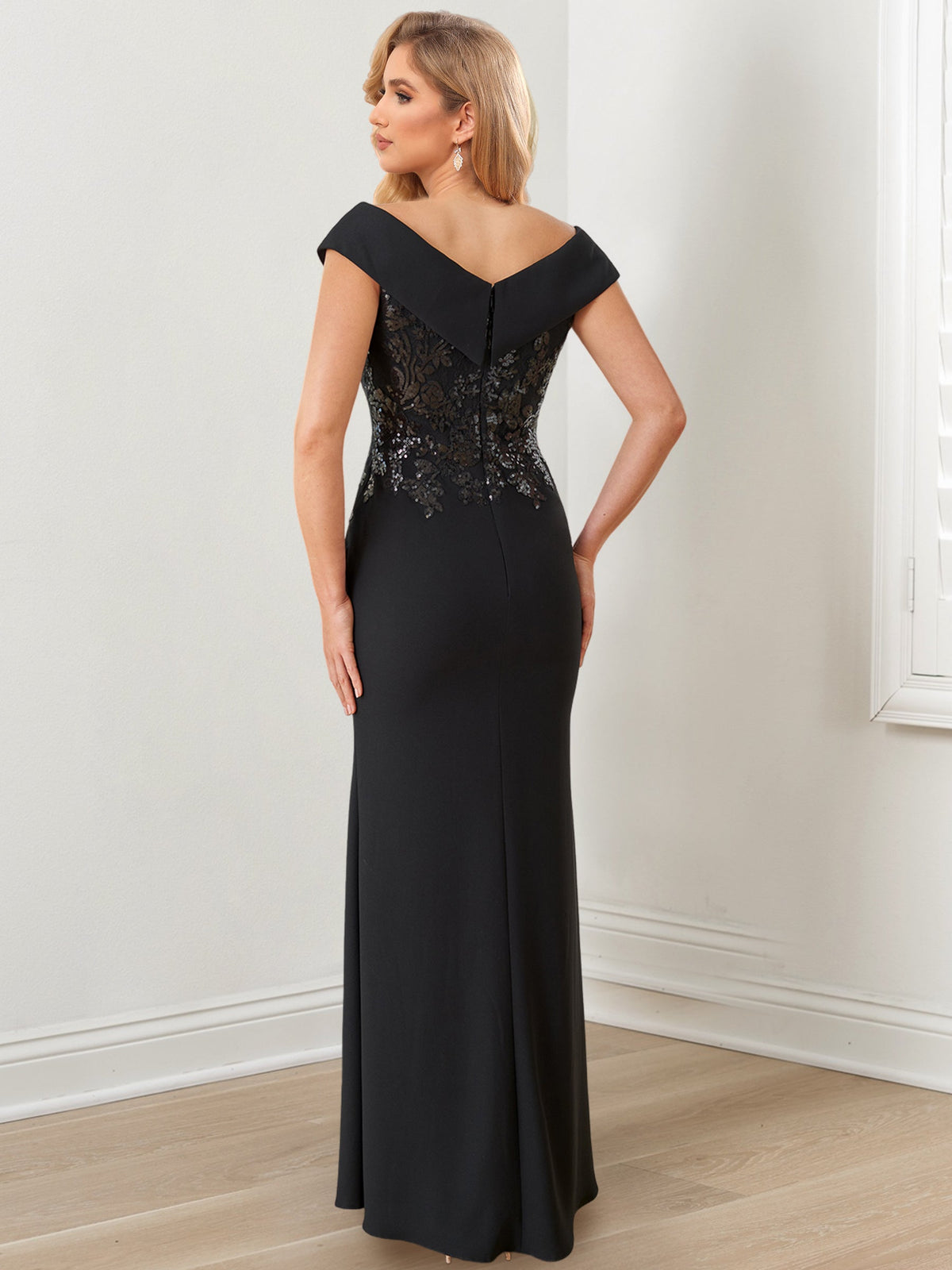 Vestidos de bainha com decote em V até ao chão para mães da noiva