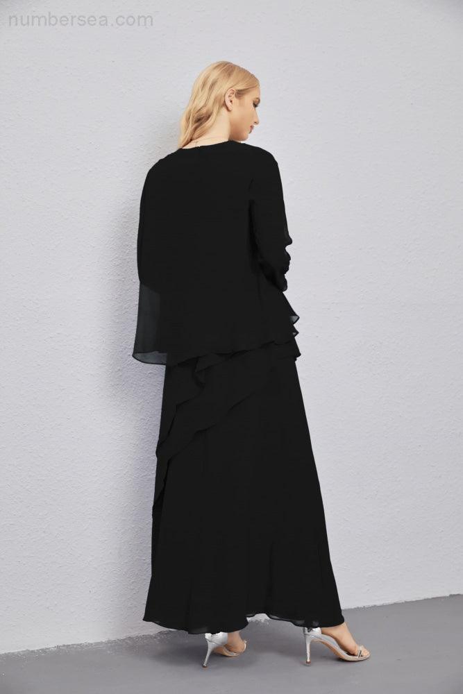Abito da Sposa Madre con Cardigan Leggero Aperto Davanti Abito da Cerimonia Elegante 28081