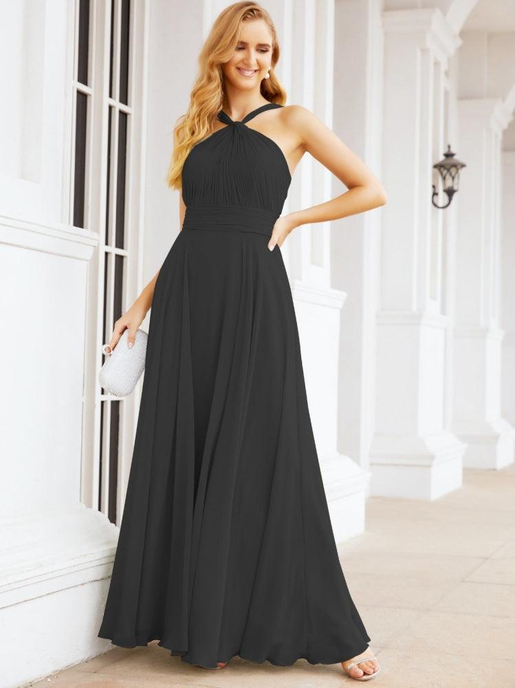 Crisscross Halter Bridesmaid Dresses for Party Wedding Evening Prom Maxi Ball Gowns 28053