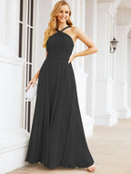 Crisscross Halter Bridesmaid Dresses for Party Wedding Evening Prom Maxi Ball Gowns 28053