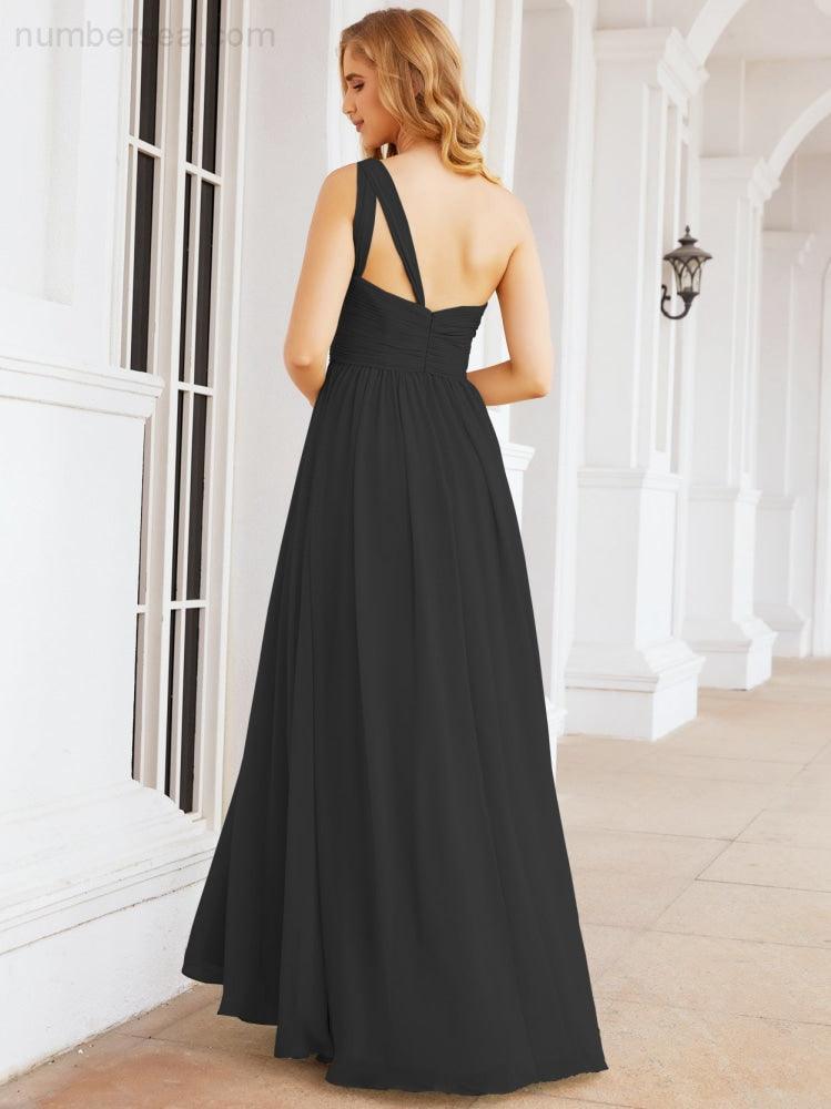 One Shoulder Bridesmaid Dresses Long Maxi Formal Evening Party Prom Gowns 28061
