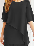 Numbersea Festliches Abendkleid Lang Mutter der Braut Kleid mit Rüschencape 28026