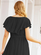 Bridesmaid Dresses with Flutter Sleeves Formal Evening Party Prom Gowns 28044