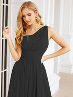 One Shoulder Bridesmaid Dresses Long Maxi Formal Evening Party Prom Gowns 28061