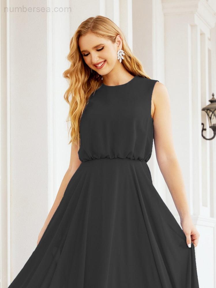 Sleeveless Long Bridesmaid Dress A line Formal Evening Prom Gown 28025
