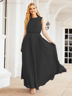 Sleeveless Long Bridesmaid Dress A line Formal Evening Prom Gown 28025