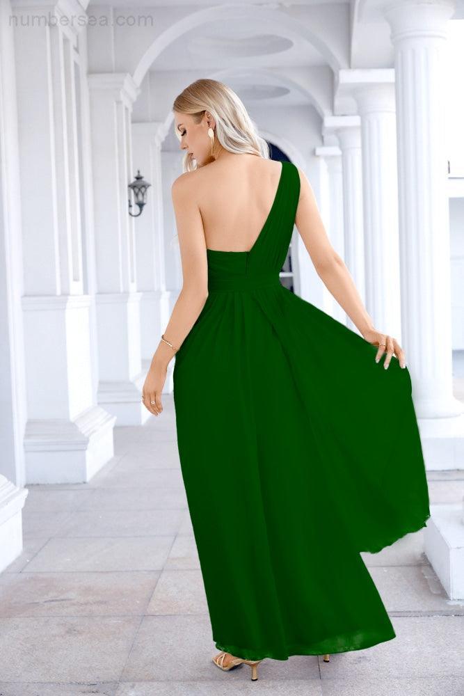 Ladies Chiffon One Shoulder Bridesmaid Evening Dress Wedding Party Evening Dress 28133
