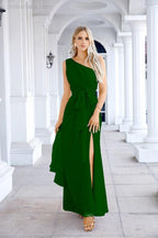 Ladies Chiffon One Shoulder Bridesmaid Evening Dress Wedding Party Evening Dress 28133