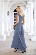 Ladies Chiffon V Neck Sleeveless Floor Length Bridesmaid Evening Dress Wedding Party Evening Dress 28126