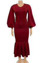 Elegantes, solides Patchwork-Abendkleid mit V-Ausschnitt (4 Farben) 