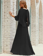 Bridesmaid Dress Women Long Sleeve V-Neck Chiffon Formal Wedding Party Dress 28018