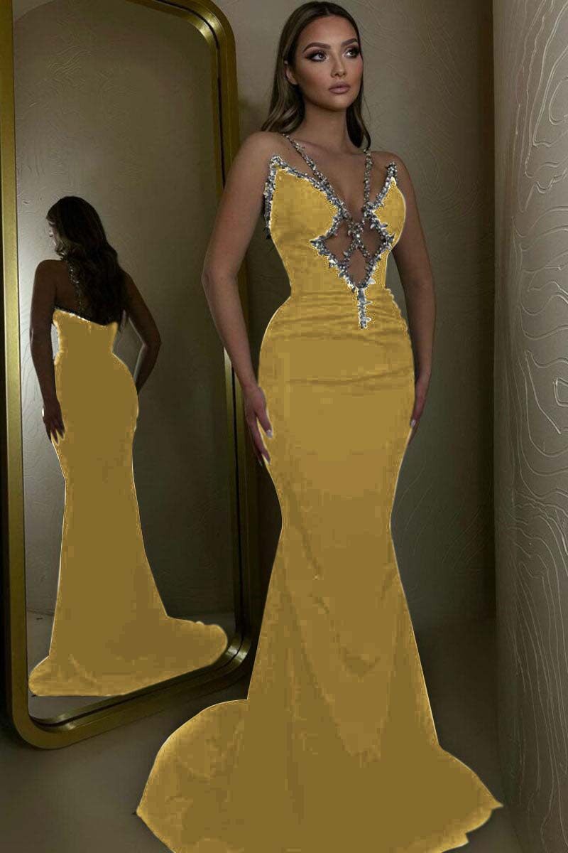 O vestido do baile de finalistas da sereia da correia de espaguetes frisou o vestido longo com cores feitas sob encomenda